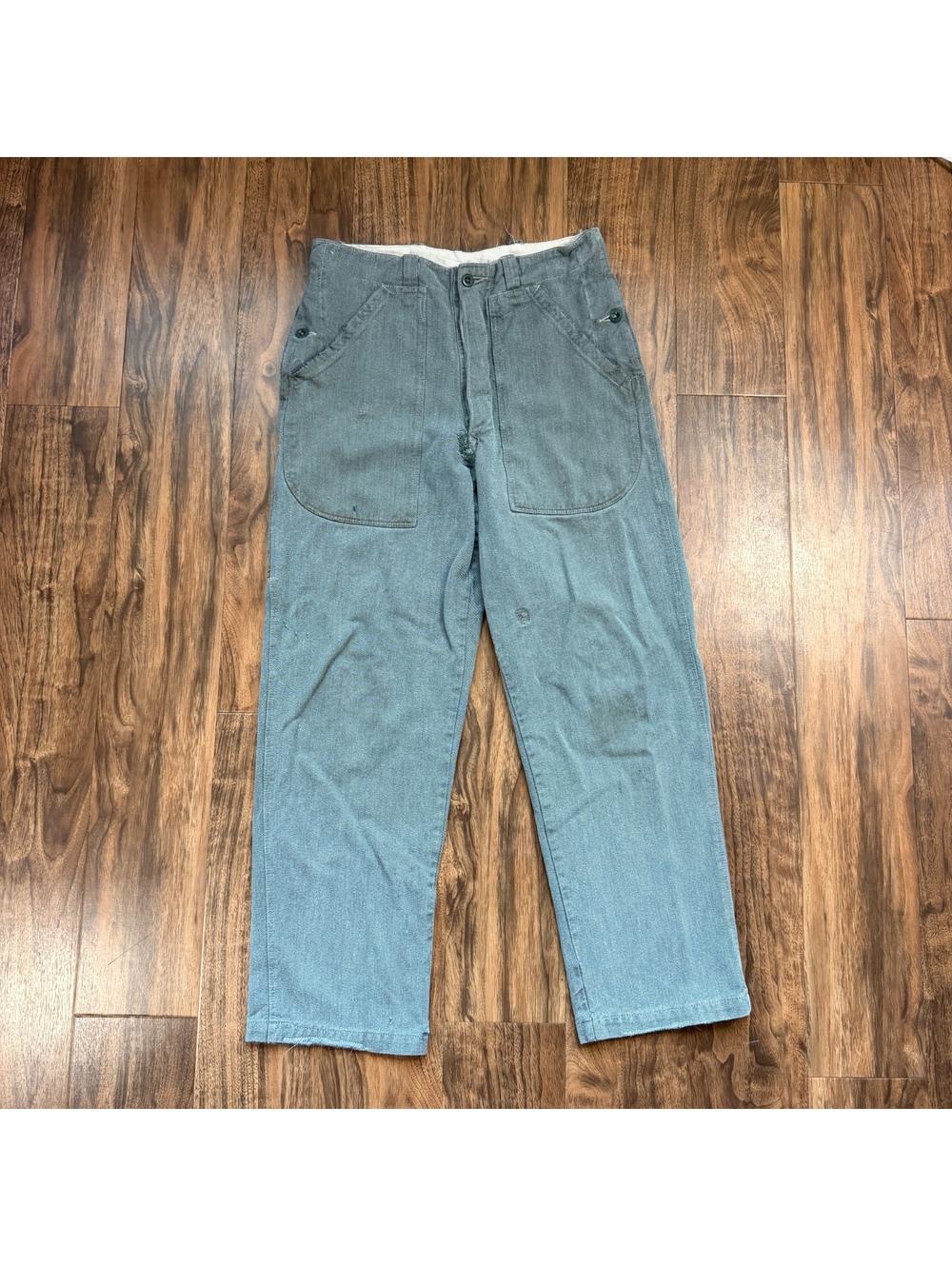 True Vintage 60s Swiss Military Salt And Pepper Utility Pants Fatigue Deck Twill